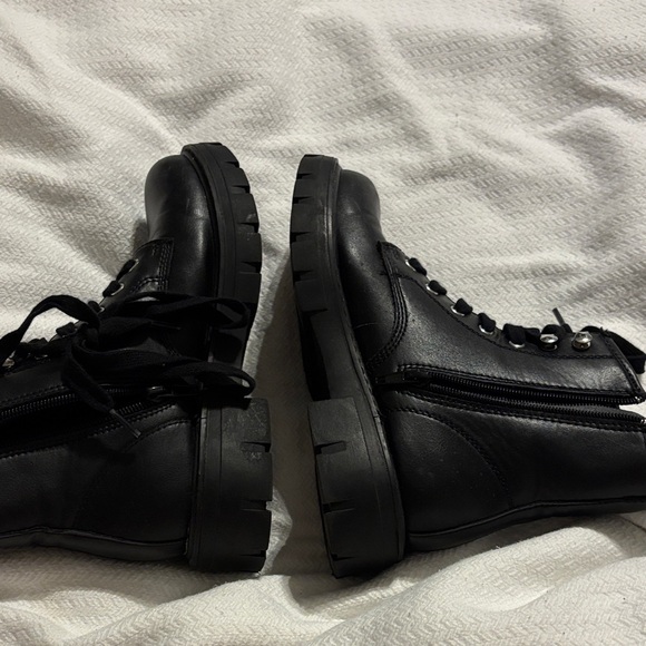 Madden Girl Black Combat Boots - Picture 3 of 4